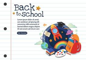 terug naar school voor schattig ontwerp van de websitebanner vector