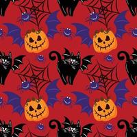 halloween schattig item naadloze vector ontwerp rode achtergrond