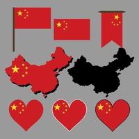 China. china kaart en vlag. vectorillustratie. vector