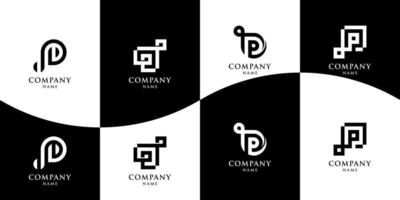 letter p logo set vector