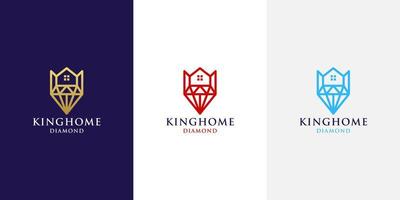 diamant huis koning logo icoon vector