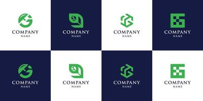 set van monogram beginletter g logo met concept creatief vector