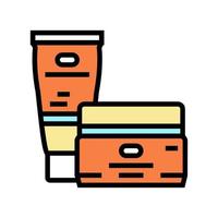 zonnebrandcrème cosmetische verpakking kleur pictogram vectorillustratie vector