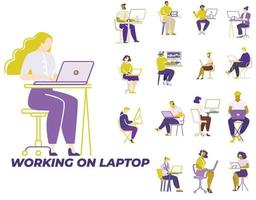 mannen en vrouwen freelancers die op laptops werken vector