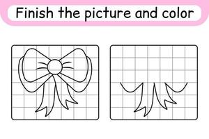 maak de fotoboog compleet. kopieer de afbeelding en kleur. maak het beeld af. kleurboek. educatief tekenoefenspel voor kinderen vector