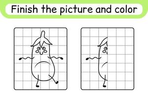maak het plaatje aubergine compleet. kopieer de afbeelding en kleur. maak het beeld af. kleurboek. educatief tekenoefenspel voor kinderen vector