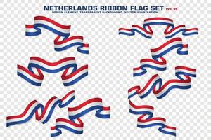 nederland lint vlaggen set, element ontwerp, 3D-stijl. vector illustratie