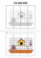 knip en lijm spel voor kinderen. cartoon hamsterkooi. vector