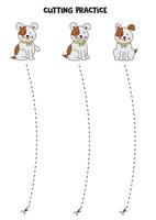 snijoefening voor kinderen met tekenfilmhond. vector