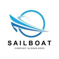 zeilboot logo ontwerp, vissersboot illustratie, bedrijfsmerk vector icon