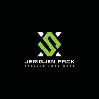 abstracte beginletter jp of pj logo in groene kleur geïsoleerd op zwarte achtergrond toegepast voor automotive power pack logo ook geschikt voor de merken of bedrijven hebben initiële naam jp of pj. vector