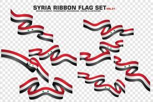 Syrië lint vlaggen set, element ontwerp, 3D-stijl. vector illustratie