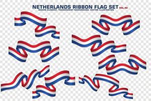 nederland lint vlaggen set, element ontwerp, 3D-stijl. vector illustratie