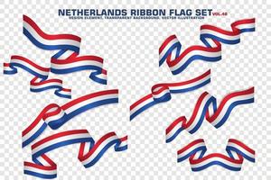 nederland lint vlaggen set, element ontwerp, 3D-stijl. vector illustratie