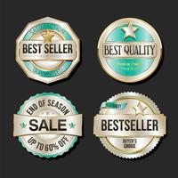 verzameling van zilveren en gouden badges en labels vectorillustratie vector