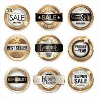 verzameling gouden badges en labels retro vintage design vector