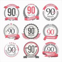 verzameling jubileumbadges en labels retro design vector