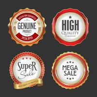 verzameling gouden en rode Super Sale-badges en labels vector
