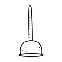 toilet plunjer pictogram op een witte achtergrond, vector contour sjabloon, doodle stijl