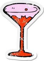 retro noodlijdende sticker van een cartooncocktail vector