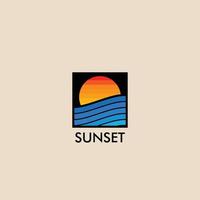 strand, zee, zonsondergang, zonsopgang, logo ontwerp vectorillustratie vector