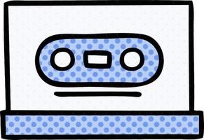 cartoon retro cassette in stripboekstijl vector