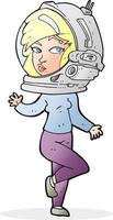 tekenfilmvrouw die ruimtehelm draagt vector