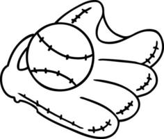 lijntekening doodle van een honkbal en handschoen vector