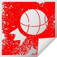 verontruste vierkante peeling sticker symbool basketbal vector