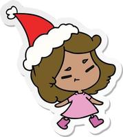 kerst sticker cartoon van kawaii meisje vector