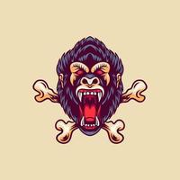 gorilla en botten retro afbeelding vector