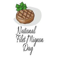 nationale filet mignon-dag, populair vleesgerecht voor posterontwerp vector