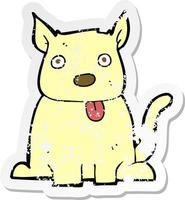 retro verontruste sticker van een cartoonhond die zijn tong uitsteekt vector