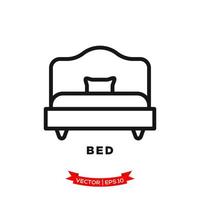 slaapkamerillustratie, bedpictogram in trendy vlakke stijl vector