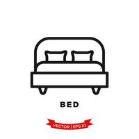 slaapkamerillustratie, bedpictogram in trendy vlakke stijl vector