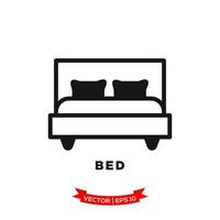 slaapkamerillustratie, bedpictogram in trendy vlakke stijl vector