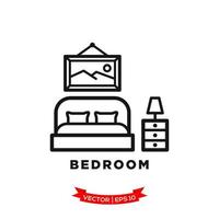 slaapkamerillustratie, bedpictogram in trendy vlakke stijl vector