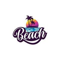 strand, zee, zonsondergang, zonsopgang, logo ontwerp vectorillustratie vector