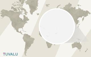 zoom op tuvalu kaart en vlag. wereldkaart. vector