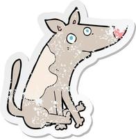 retro noodlijdende sticker van een cartoonhond vector