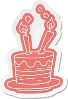 cartoon sticker van een verjaardagstaart vector