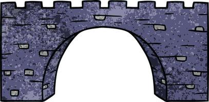 getextureerde cartoon doodle van een stenen brug vector