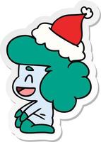 kerst sticker cartoon van kawaii ghost vector