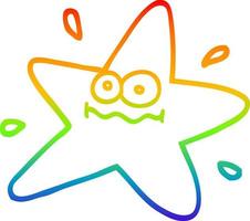 regenbooggradiënt lijntekening grappige cartoon ster vector