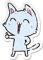 noodlijdende sticker van een happy cartoon kat vector