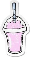 verontruste sticker van een cartoon-smoothie vector