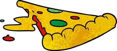 getextureerde cartoon doodle van een stuk pizza vector