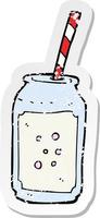 retro noodlijdende sticker van een cartoon koolzuurhoudend drankje en rietje vector