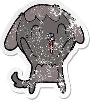 verontruste sticker van een schattige cartoonhond die huilt vector