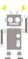 egale kleur retro cartoon defecte robot vector